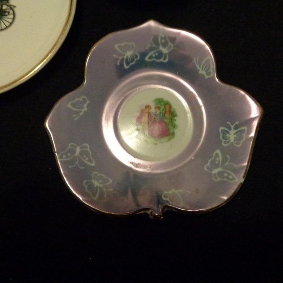 PAST ROMANCE BALLETCORE VINTAGE CHINZ CUP 2 SM PLATES OLD HAIRBRUSH LOT - Picture 3 of 8